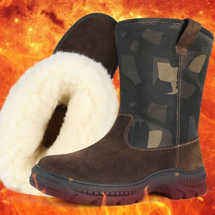 Bottes de neige pour hommes, montantes, doublées de fourrure, en coton épais