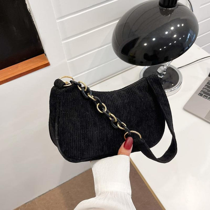 Artistic Fabric Bag Minimalist Casual Corduroy Single-shoulder Bag For Women