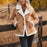 Manteau en fourrure pour femme, style rétro, avec poches, revers et boutons, collection automne et hiver