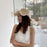 Big Brim Bow Ribbon Beach Hat Summer Outdoor Sun Hat Wave Straw Hat Lace Edge Pearl Sun Hat