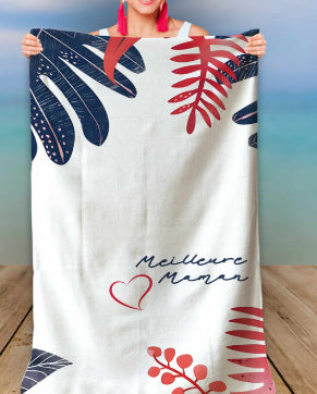 Châle de plage d'été en microfibre imprimée à séchage rapide, protection solaire, serviette de bain double face en velours