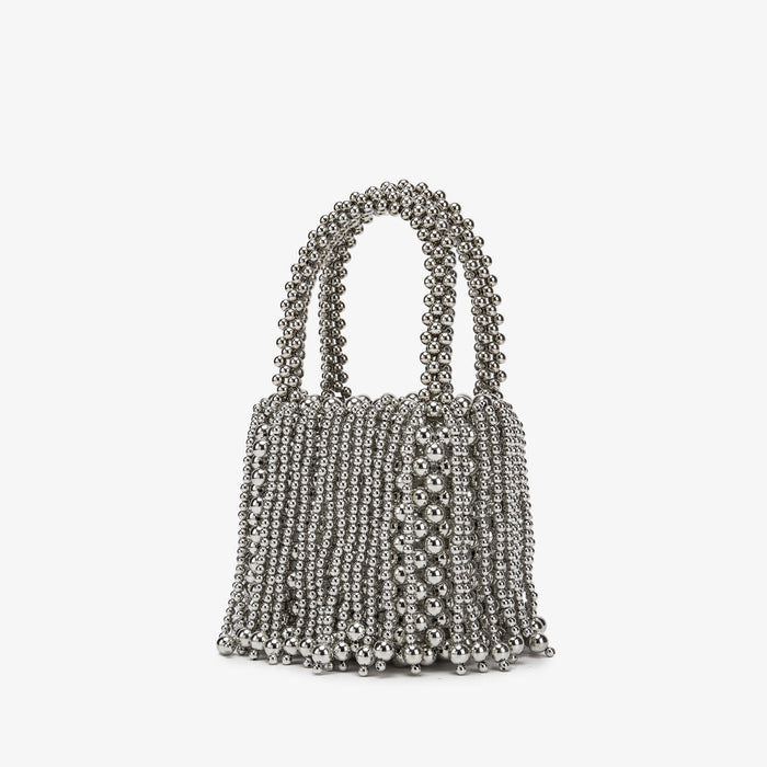 New Dual-color Amber Acrylic Cat-eye Bead Pure Hand-braided Bag