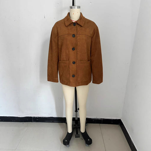 Veste en daim de style rétro britannique pour femme
