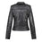 Turn-down Collar Motorcycle PU Leather Jacket Womens