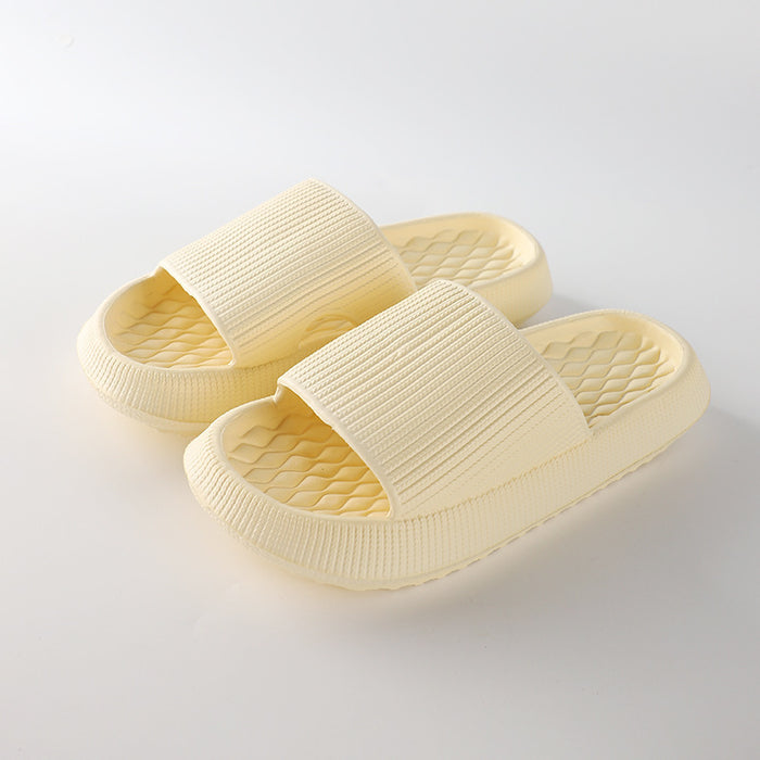 Zapatillas de verano de EVA con rayas de rombos de color liso, antideslizantes, nuevas zapatillas para el hogar para mujer