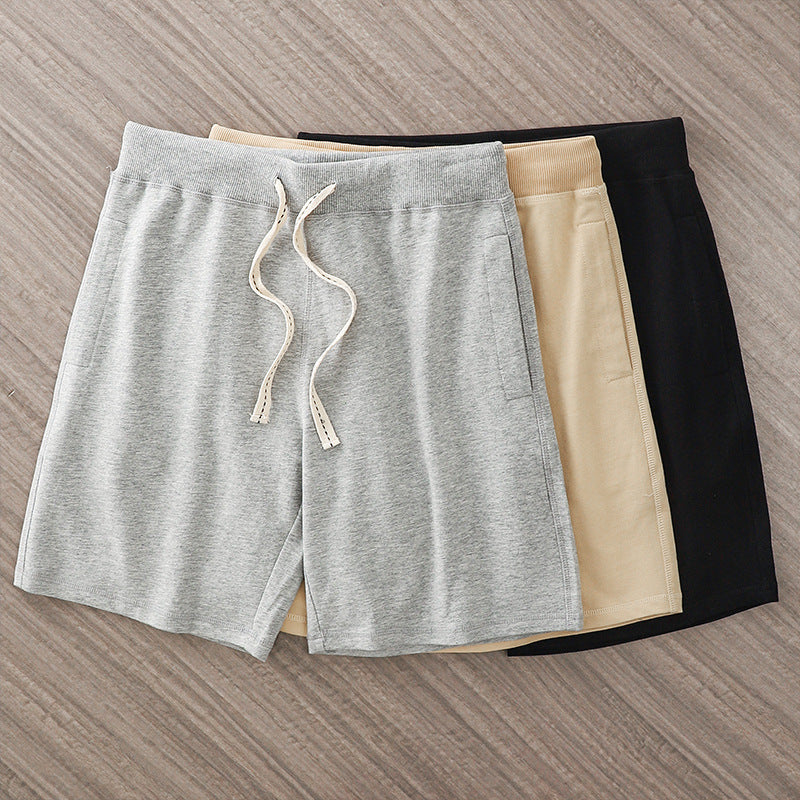 Loose Outer Wear Khaki Solid Color Casual Men's Shorts