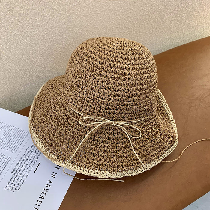 Brim Sun-proof Sun Protection Beach Trip All-matching Sun-proof Dome Straw Hollow Breathable Straw Hat