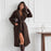 Manteau long en laine à revers et cravate à manches longues de couleur unie simple pour femmes, automne et hiver