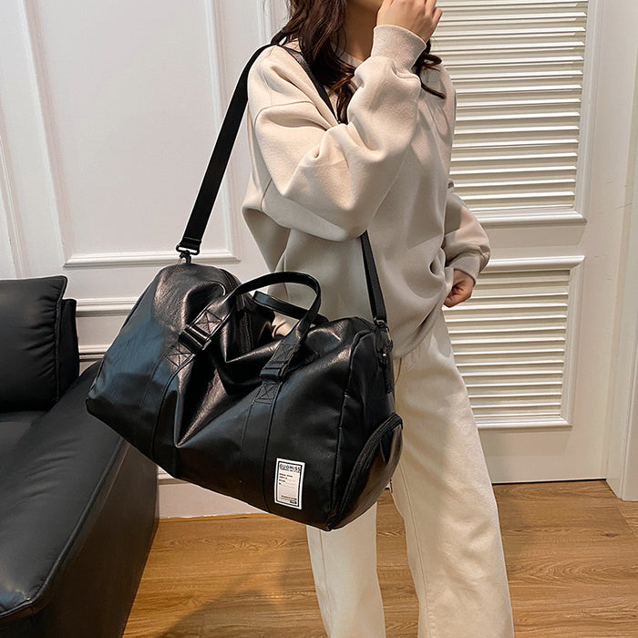 Large Capacity Fitness Soft Leather Textured Independent Shoe Warehouse Travel Bag