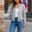 Women's Solid Color Zipper Long Sleeved Casual Jacket