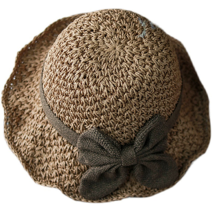 Sombrero retro de verano con forma de cúpula y lazo para viajes al aire libre y playa