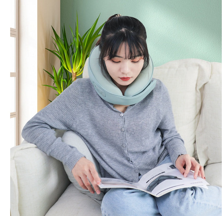 Oreiller de massage en forme de U et appareil de massage pour la nuque, idéal pour les voyages.