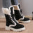 Winter Lace-up Snow Boots For Women Mid-tube Fleece Shoes Warm Chunky Heels Plush Boot