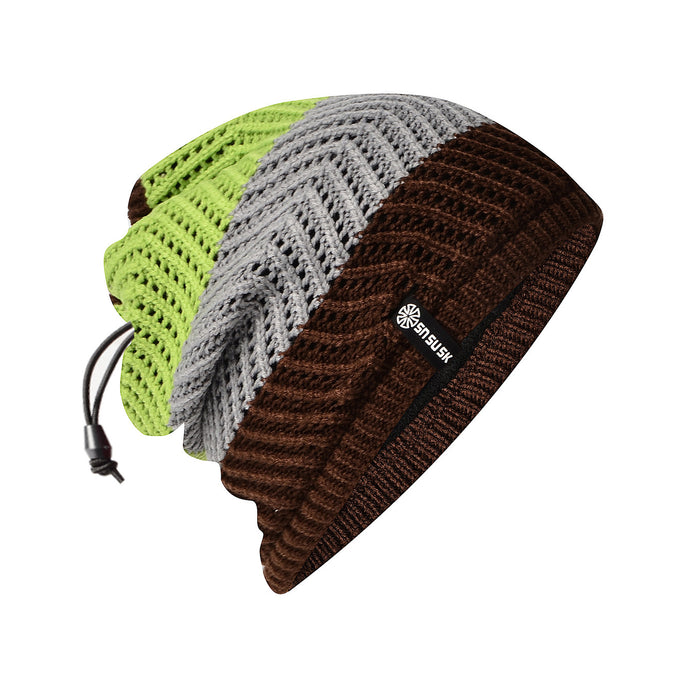 Fleece Lined Ski Running Knitted Hat Scarf