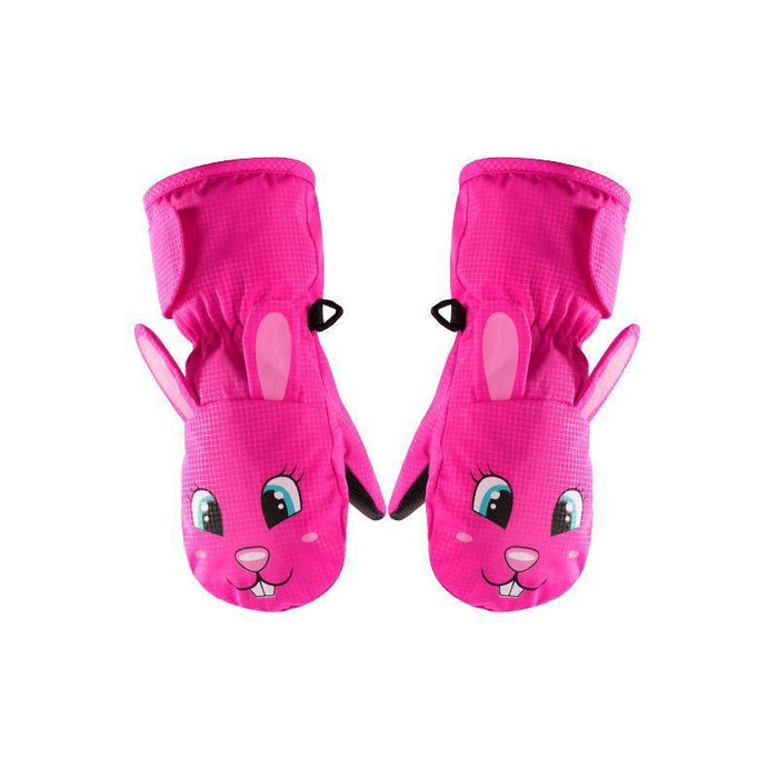Guantes de esquí para niños con forro polar, bonitos guantes de dibujos animados para niñas.