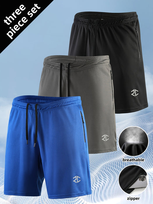 Short homme tendance et décontracté, séchage rapide, idéal pour l'entraînement en extérieur, fermeture éclair à cinq points, poches.