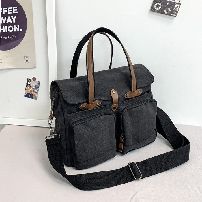 Bolso bandolera de lona para hombre, de gran capacidad y con múltiples compartimentos para viajes al aire libre