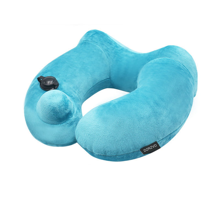 Almohada inflable portátil con capucha en forma de U para viajes para hombres y mujeres