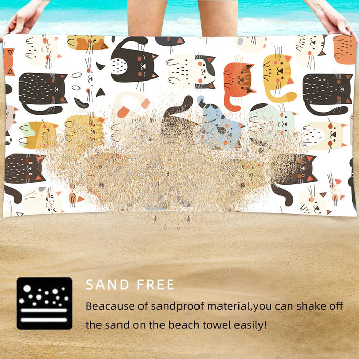 Serviette de plage double face en velours et brocart de polyester, absorbante, à séchage rapide et douce pour la peau.