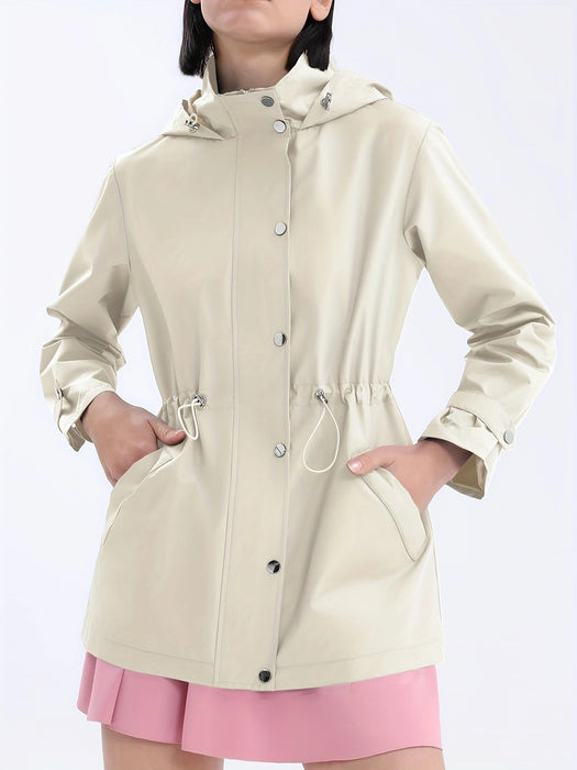 Women's Waterproof Slim Trench Coat Windproof Shell Jacket