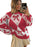 Pull tendance pour femme avec imprimé nœud et manches longues en tricot