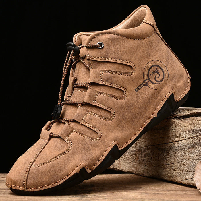 Warm Plush Outdoor Large Size Men's Leather Boots