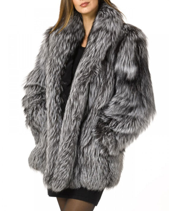 Nouveau manteau élégant à col en fourrure de renard de style européen et américain