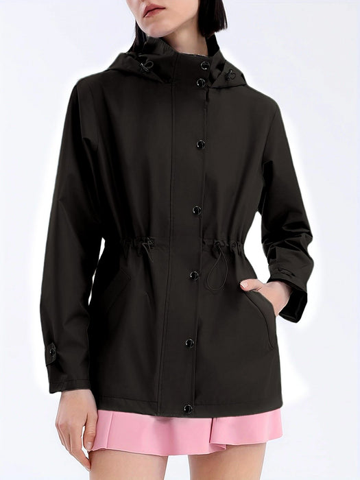 Women's Waterproof Slim Trench Coat Windproof Shell Jacket