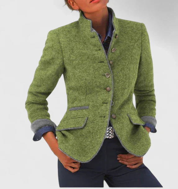Veste en laine pour femme à plusieurs boutons et coloris assortis