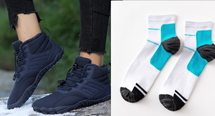 Chaussures de sport d'extérieur en coton pour hommes et femmes, bottes d'hiver chaudes et faciles à enfiler, résistantes à l'usure, chaussures de ski épaisses pour couples