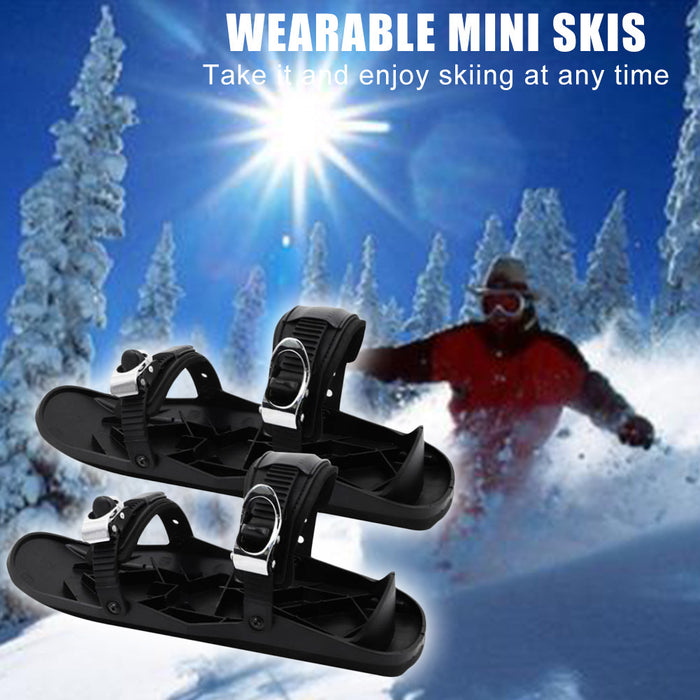 Mini patines de esquí portátiles, patines cortos ajustables para nieve