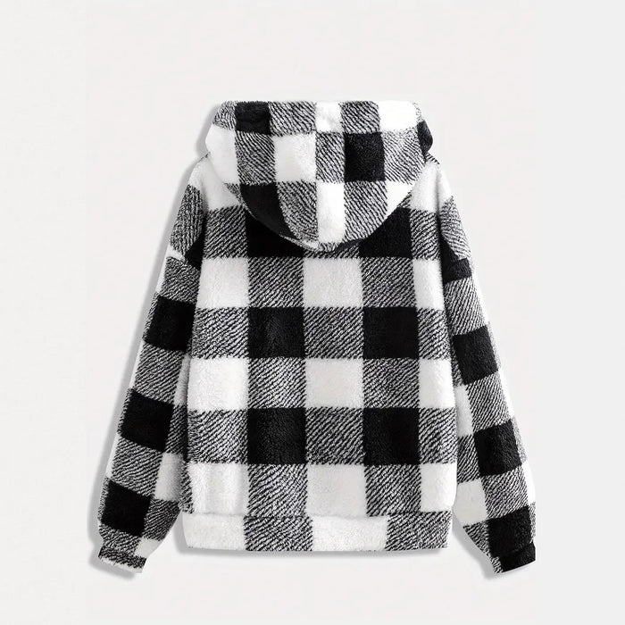 Fashionable Casual Zip-up Plush Hoodie With Long Sleeves