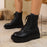 Women's Lace Up Round Toe Platform Leather Martin Boots