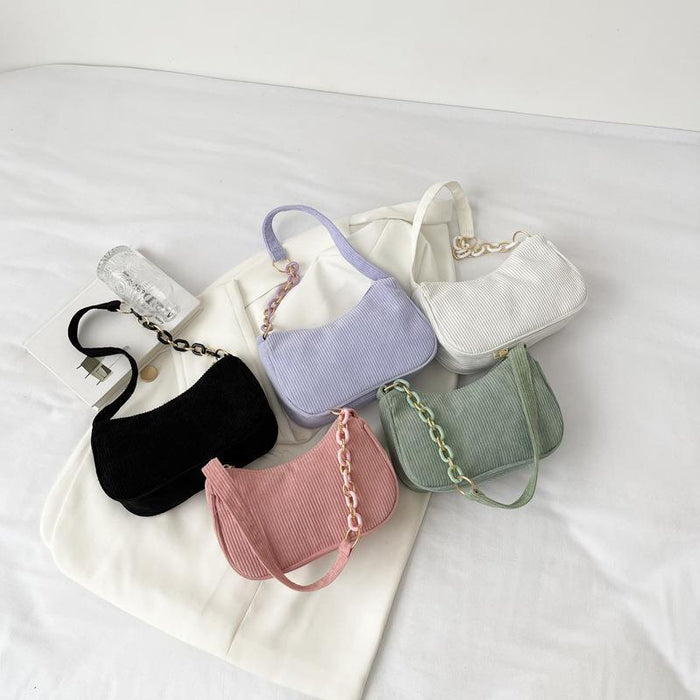 Artistic Fabric Bag Minimalist Casual Corduroy Single-shoulder Bag For Women