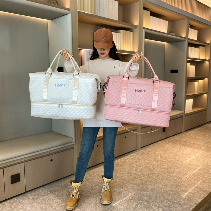 Sac de Voyage Fourre-tout Matelassé Brodé Grande Capacité avec Poignée