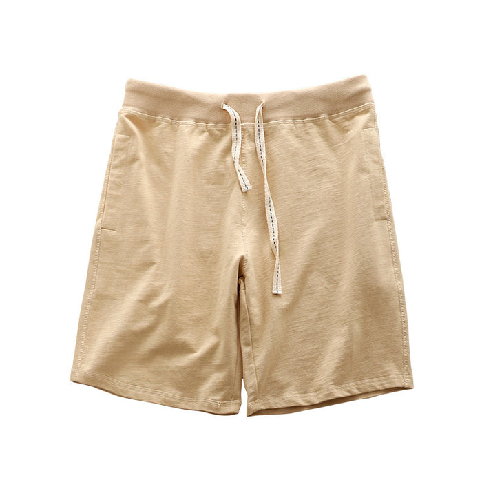Loose Outer Wear Khaki Solid Color Casual Men's Shorts