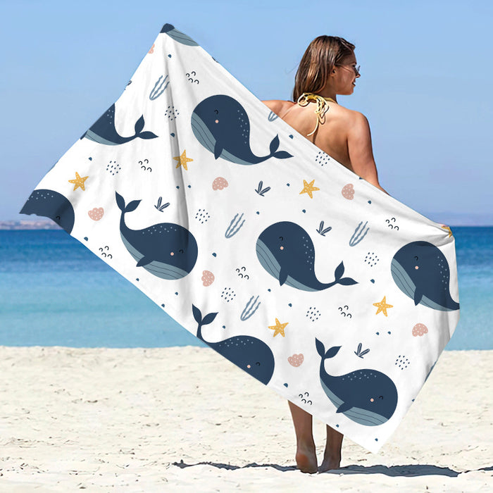 Châle de plage d'été en microfibre imprimée à séchage rapide, protection solaire, serviette de bain double face en velours