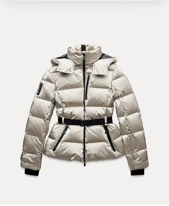 Combinaison de ski avec ceinture et veste chaude en coton à col montant