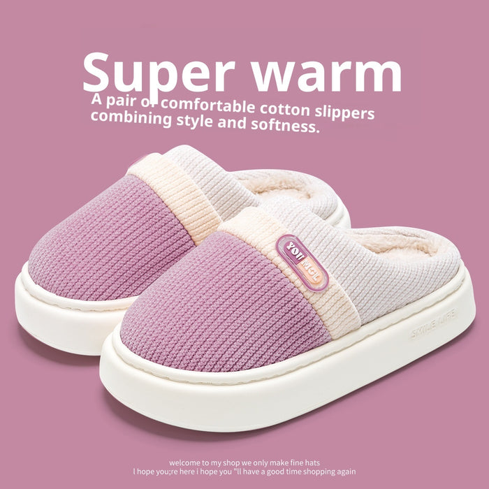 Cotton Slippers Women's Warm Color Matching Slippers
