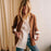 Shawl-collar Suede-like Faux Leather Shirt Jacket