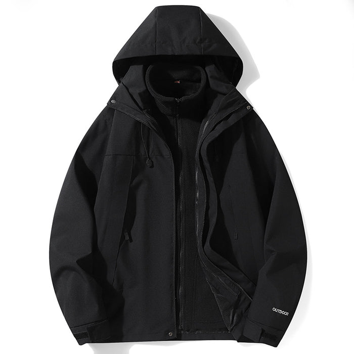 Veste d'extérieur 3 en 1 pour homme et femme, doublure amovible identique, coupe-vent et imperméable.