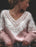 Pull ample à col en V imprimé numérique pour femme, doux et confortable, parfait pour une tenue décontractée