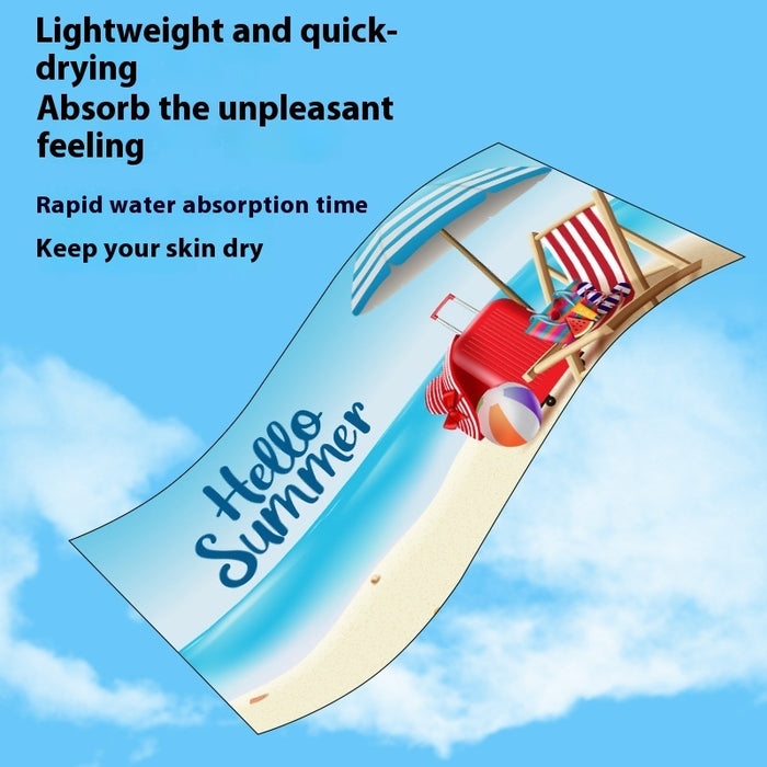 Châle de plage d'été en microfibre imprimée à séchage rapide, protection solaire, serviette de bain double face en velours