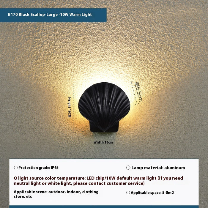 Lampe murale LED extérieure étanche en forme de coquillage, lampe de jardin créative