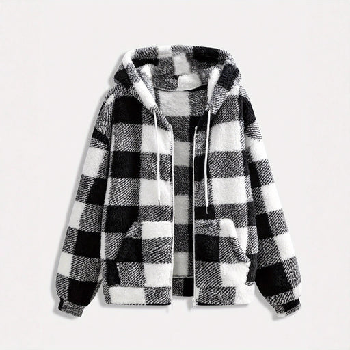Fashionable Casual Zip-up Plush Hoodie With Long Sleeves