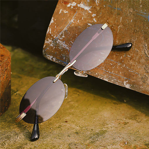 Lunettes de soleil ovales punk multicolores à monture métallique