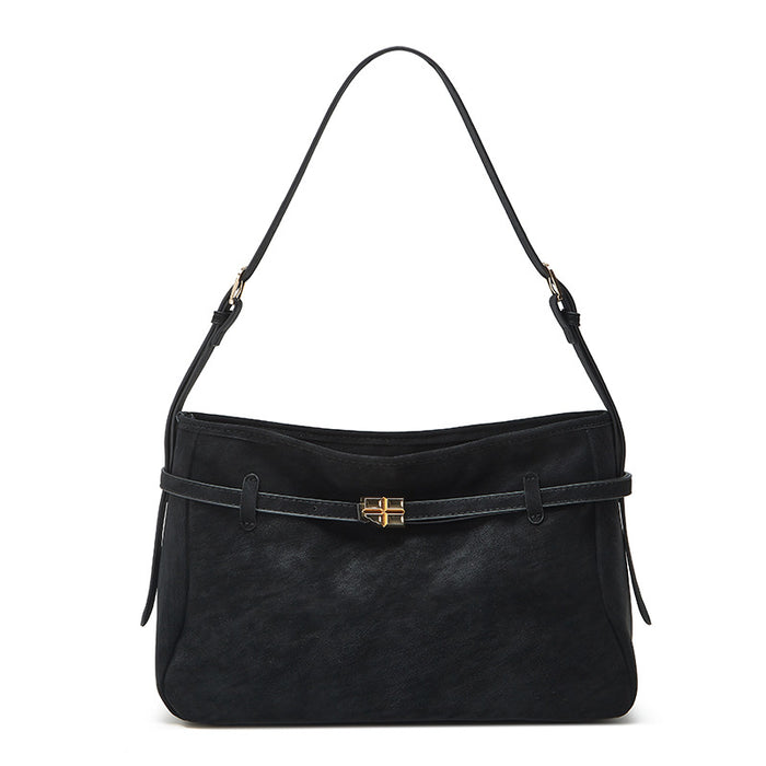 Retro Tote Bag With Belt Buckle Large-capacity Shoulder Bag