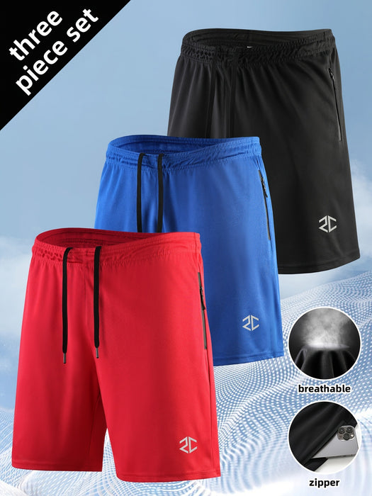 Short homme tendance et décontracté, séchage rapide, idéal pour l'entraînement en extérieur, fermeture éclair à cinq points, poches.