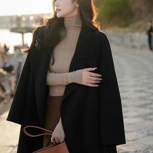 Manteau en Laine pour Femme Style Long avec Doublure en Duvet pour le Nouvel An