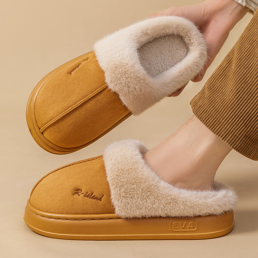 Pantuflas de invierno cálidas y acogedoras para parejas, suaves y antideslizantes, para interiores, de algodón, para el hogar, para mujer y hombre